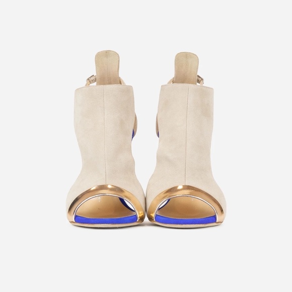 GIUSEPPE ZANOTTI  Two=Tone Suede and Metallic Leather Catie Sandals Size 38.5 - Picture 2 of 7